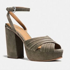 COACH Suede Platform Heels Wraparound Ankle Strap Nikeeta - Size 6